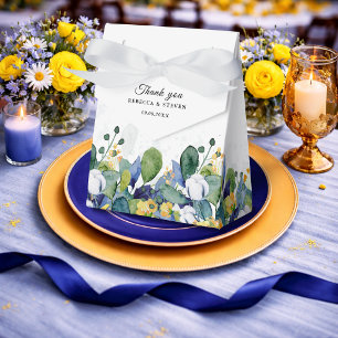 Elegante florale gelbe und blaue Wasserfarben-Hoch Geschenkschachtel