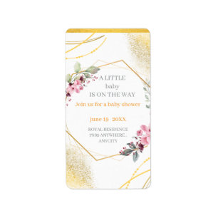 Elegante Florale Gold Geometrische Babyparty-Einla Adressaufkleber