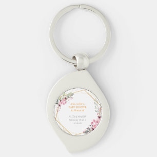 Elegante Florale Gold Geometrische Babyparty-Einla Schlüsselanhänger