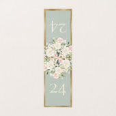 Elegante florale Gold Green Wedding Tischnummer (Außenseite Aufgefaltet)