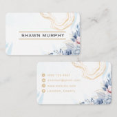 Elegante Florale Gold Line QR Code Visitenkarte (Vorne/Hinten)