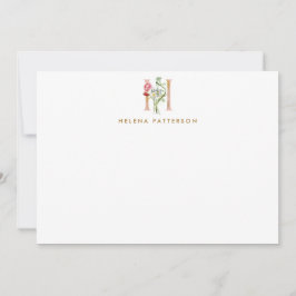 Elegante florale Gold Monogram Letter H Note Card Mitteilungskarte