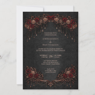 Elegante florale gothische Halloween-Hochzeitseinl Einladung