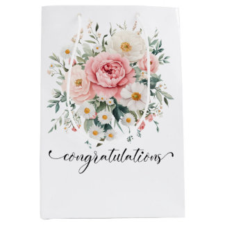 Elegante florale Gratulationstasche Mittlere Geschenktüte