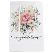 Elegante florale Gratulationstasche Mittlere Geschenktüte (Rückseite)