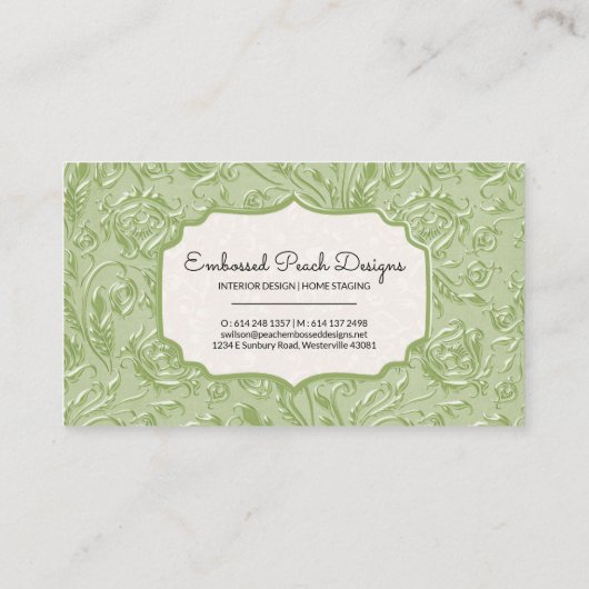 Elegante florale Green Business Card Visitenkarte (Rückseite)