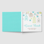 Elegante Florale Grün- und Blaue Hochzeitsdusche Gästebuch (Voll)