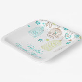 Elegante florale grüne und blaue Brautparty Pappteller (Gewinkelt)