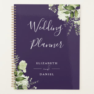 Elegante Florale Grünpflanzen Hochzeit in Lila Planer