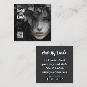 Elegante florale Haarstylist QR Code Visitenkarten Telefonnummerkarte