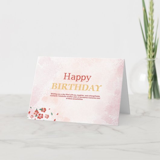 Elegante florale Happy Birthday Card - Wasserfarbe Einladung (Vorderseite)