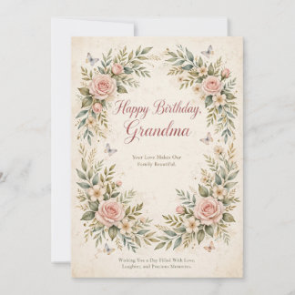 Elegante Florale Happy Birthday Oma Karte