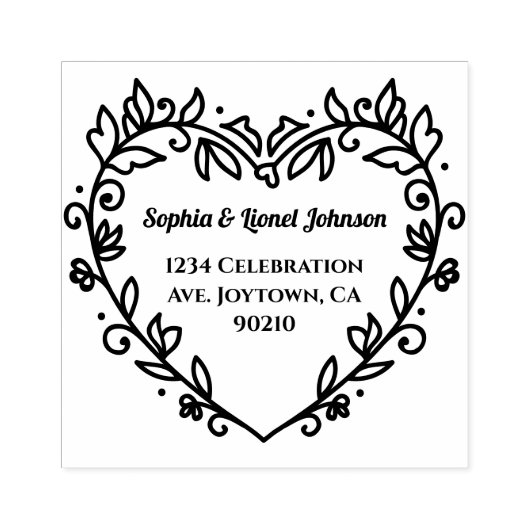 Elegante florale Heart Wedding Rücksendeadresse Gummistempel (Prägung)