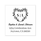 Elegante florale Heart Wedding Rücksendeadresse Permastempel (Design)