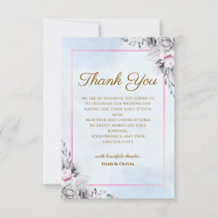 Elegante Florale Hochzeit Danksagungskarte Dankeskarte