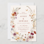 Elegante florale Hochzeit im Herbst Rustic Boho Einladung (Vorderseite)