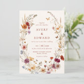 Elegante florale Hochzeit im Herbst Rustic Boho Einladung (Stehend Vorderseite)