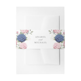 Elegante Florale Hochzeit in Rosa und Marineblau m Einladungsbanderole