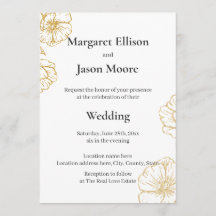 Elegante Florale Hochzeit, Kohle- und Goldblumen