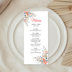 Elegante Florale Hochzeit Menükarte