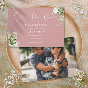 Elegante Florale Hochzeit mit Dusty Rose Save The Date