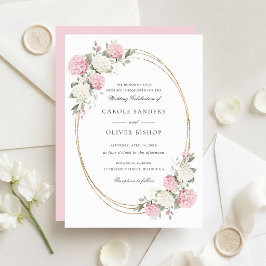 Elegante Florale Hochzeit mit rosa Hortensien und  Einladung