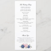 Elegante Florale Hochzeit mit rosa und blauen Hort Programm (Rückseite)