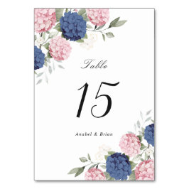 Elegante Florale Hochzeit mit rosa und navyblauer  Tischnummer