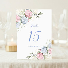 Elegante Florale Hochzeit mit Rosa und Staubblauem Tischnummer