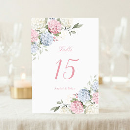 Elegante Florale Hochzeit mit Rosa und Staubblauem Tischnummer