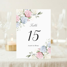 Elegante Florale Hochzeit mit Rosa und Staubblauen Tischnummer