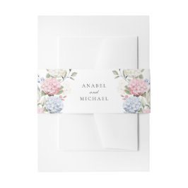 Elegante Florale Hochzeit mit Rosa und Staubblauer Einladungsbanderole
