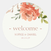 Elegante florale Hochzeit Runder Aufkleber (Vorderseite)