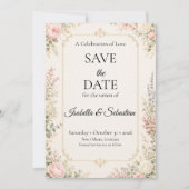 Elegante Florale Hochzeit Save The Date (Vorderseite)