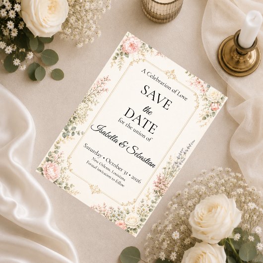 Elegante Florale Hochzeit Save The Date