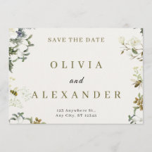 Elegante florale Hochzeit - Save-the-Date-Karte |