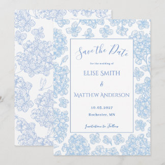 Elegante Florale Hochzeit-Save-the-Date-Karte mit Einladung