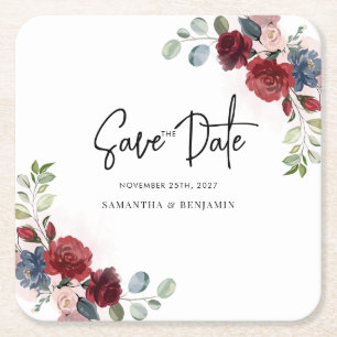 Elegante florale Hochzeit - Save The Date Rechteckiger Pappuntersetzer
