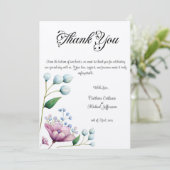Elegante florale Hochzeit Soft Botanical Romance Dankeskarte (Stehend Vorderseite)