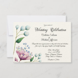 Elegante florale Hochzeit Soft Botanical Romance Einladung