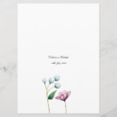Elegante florale Hochzeit Soft Botanical Romance Menükarte (Rückseite)