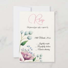 Elegante florale Hochzeit Soft Botanical Romance RSVP Karte