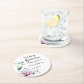 Elegante florale Hochzeit Soft Botanical Romance Runder Pappuntersetzer (Vor Ort)