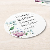 Elegante florale Hochzeit Soft Botanical Romance Runder Pappuntersetzer (Angewinkelt)