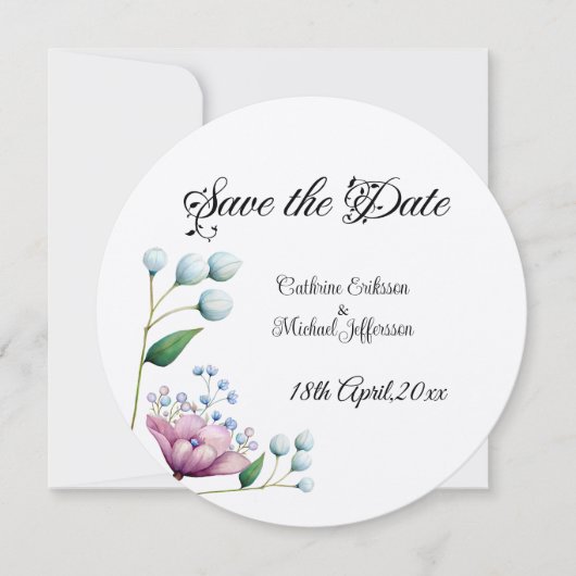 Elegante florale Hochzeit Soft Botanical Romance Save The Date (Vorderseite)