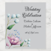 Elegante florale Hochzeit Soft Botanical Romance Weinetikett (Einzelnes Label)