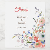 Elegante Florale Hochzeit Weinetikett (Einzelnes Label)