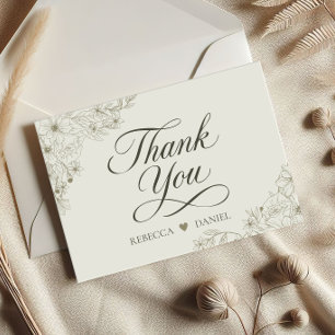 Elegante Florale Hochzeits-Dankeskarten Dankeskarte