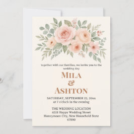 Elegante Florale Hochzeits-Einladung – Editierbar Einladung