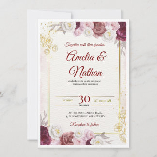 Elegante Florale Hochzeits-Einladung Einladung
